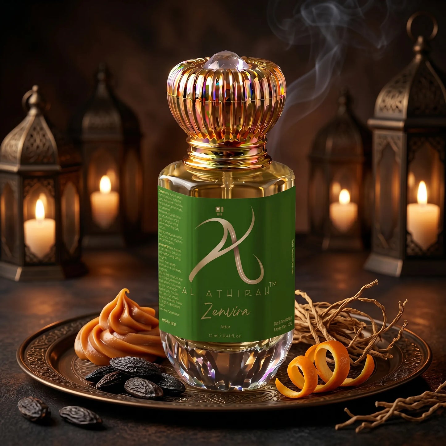 Luxurious Zenviera Modern Attar for Men in 12ml bottle, featuring elegant Arab-inspired perfume design with a sleek, modern look