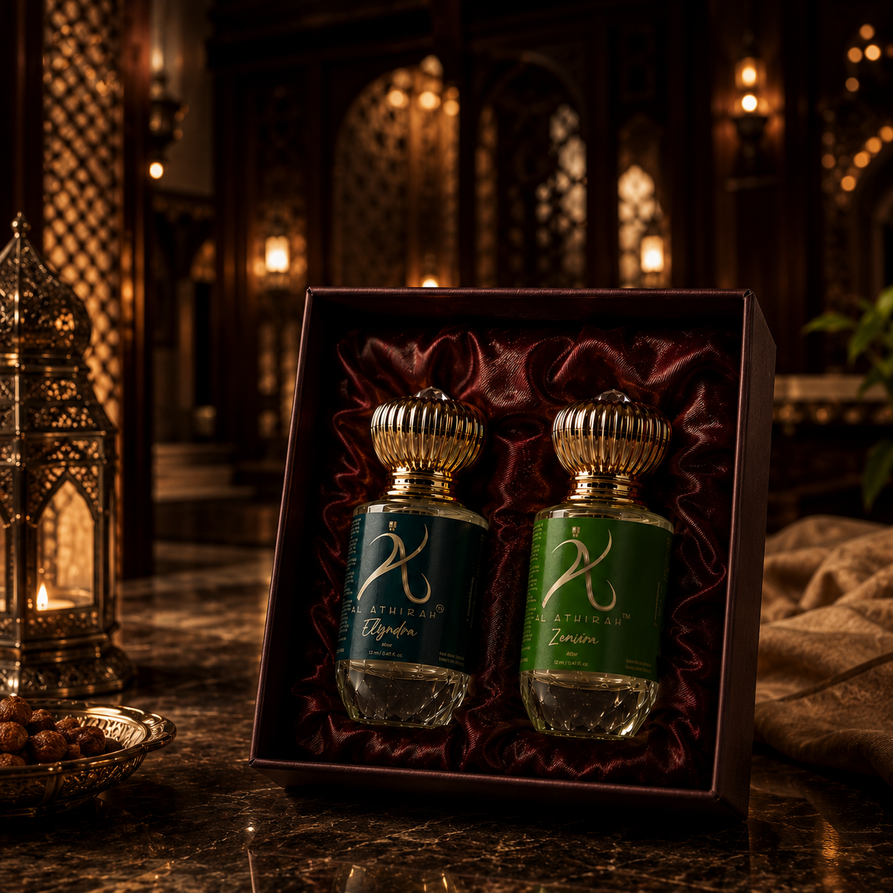 Assorted Date-Night Modern Attar bottles from My Store displayed in elegant packaging, showcasing luxurious natural fragrances.