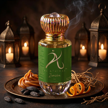 Luxurious Zenviera Modern Attar for Men in 12ml bottle, featuring elegant Arab-inspired perfume design with a sleek, modern look