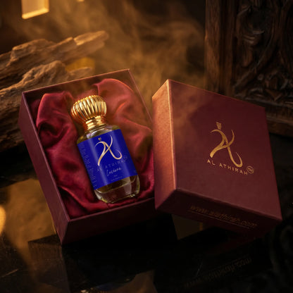 Luxury modern men's attar by Luviera, 12ml non-alcoholic perfume with elegant, realistic fragrance presentation.