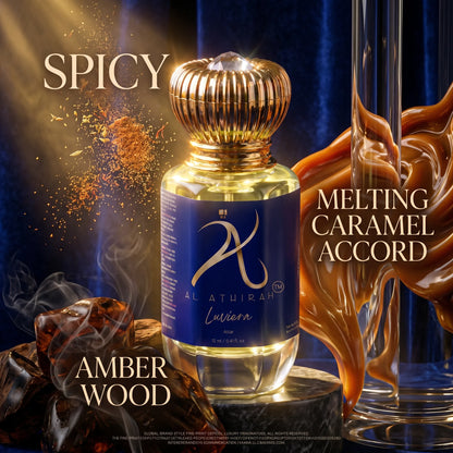 Luviera Modern Attar for Men by My Store, 12ml non-alcoholic fragrance bottle with elegant design on a luxury poster background