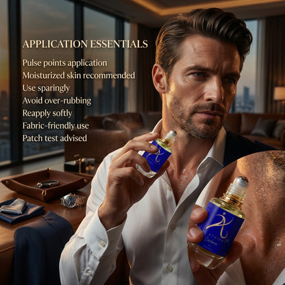 Luviera Modern Attar for Men in a 12ml bottle, featuring a luxurious, realistic fragrance design with elegant packaging.