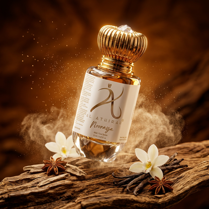Luxury Nooraya Modern Oud Attar for men and women in 12ml, non-alcoholic, featuring elegant packaging and a rich fragrance.