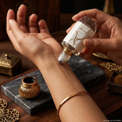 Nooraya Modern Oud Attar for Men and Women in 12ml bottle, luxurious non-alcoholic perfume with elegant packaging.